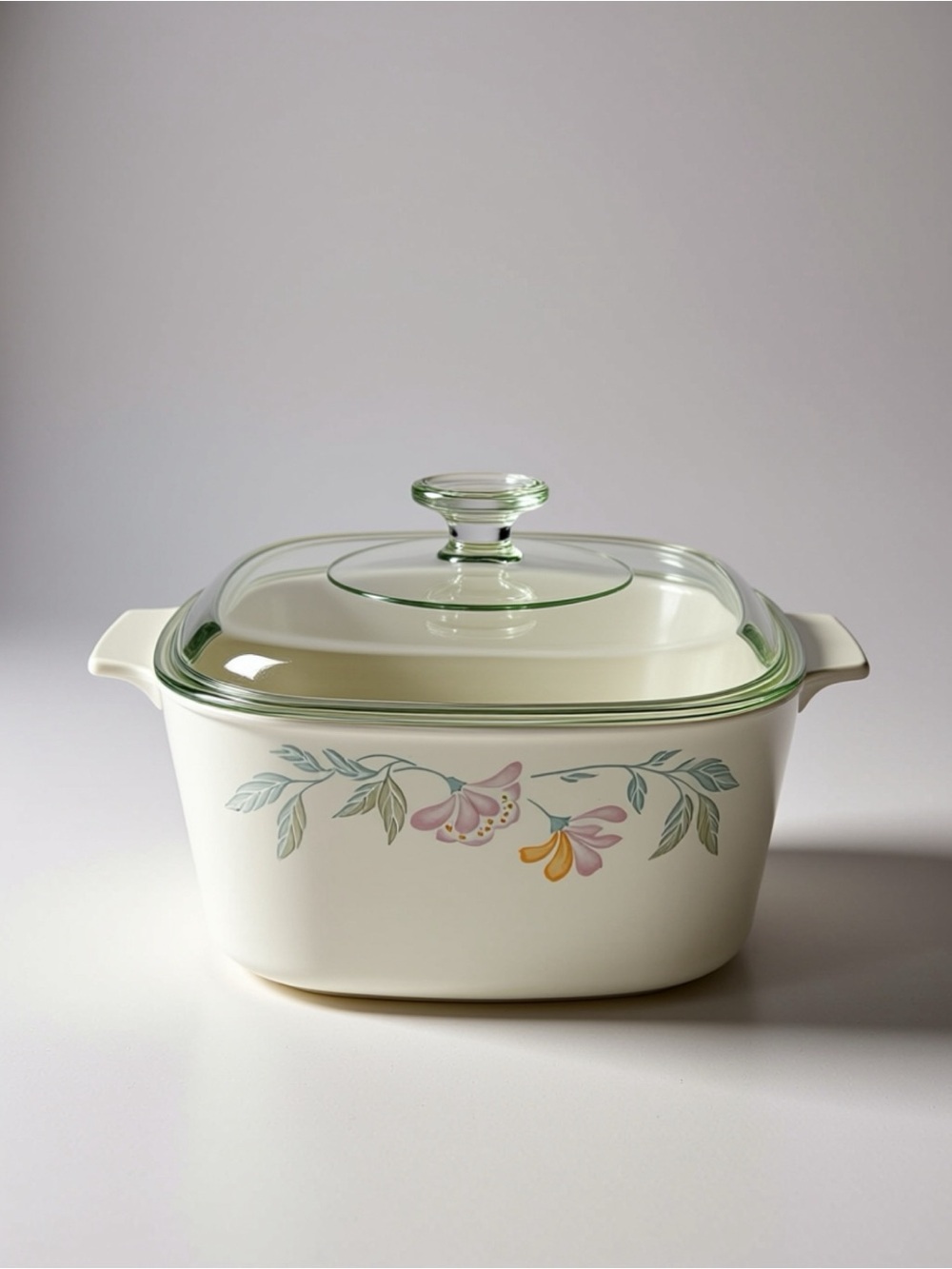 Vintage Corning Ware Casserole Dish in “Pastel Bouquet” or “Pink Trio” Pattern